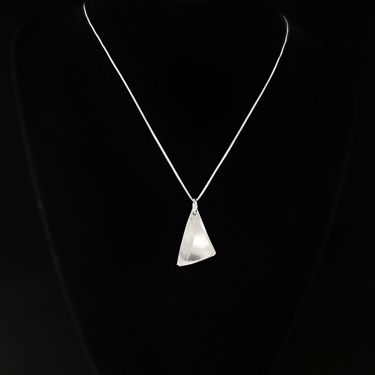 Silver Triangle/Sailboat Necklace, Handmade - Recycled Materials