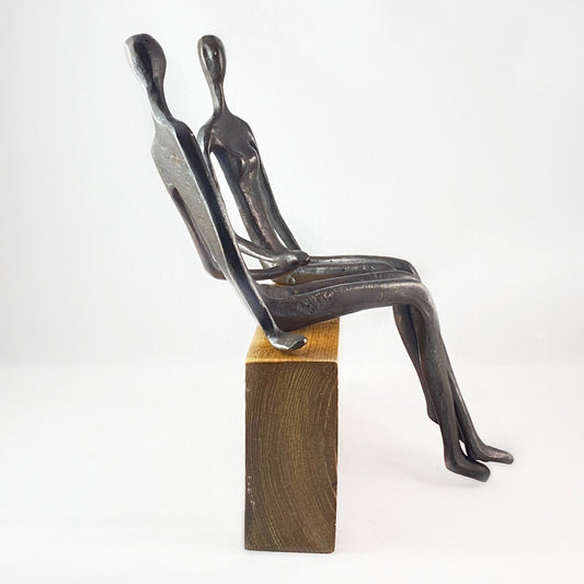 Sitting Couple Bronze Sculpture - Unique Home Decor
