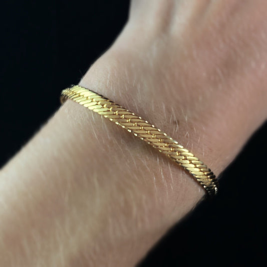 Skinny Gold Everyday Dainty Bracelet - Herringbone, 1920s