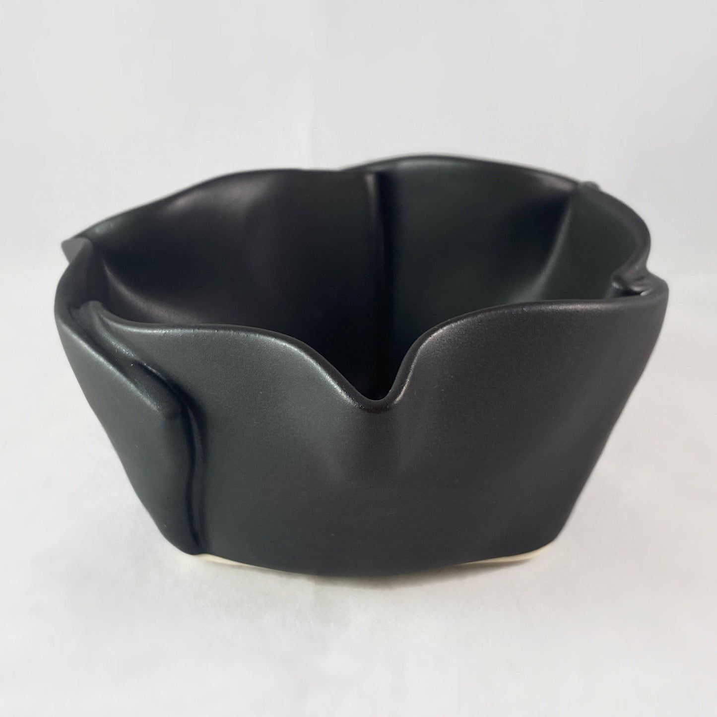 Small Handmade Ebony Multi-purpose Dish with Serving Spoon, Functional and Decorative Pottery