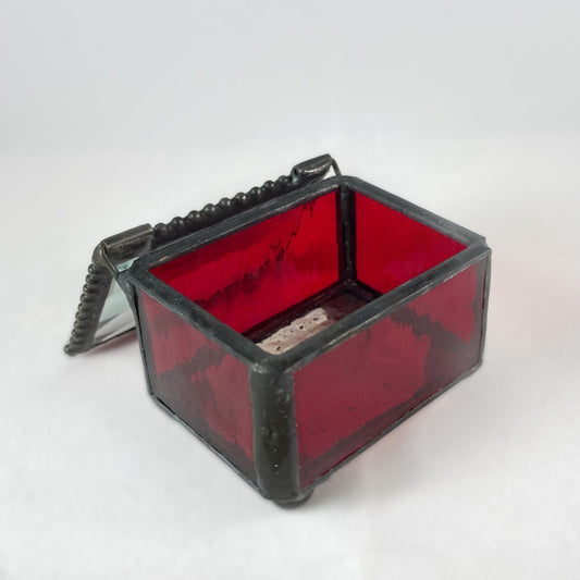 Small Red Stained Glass Decorative Keepsake Jewelry Box