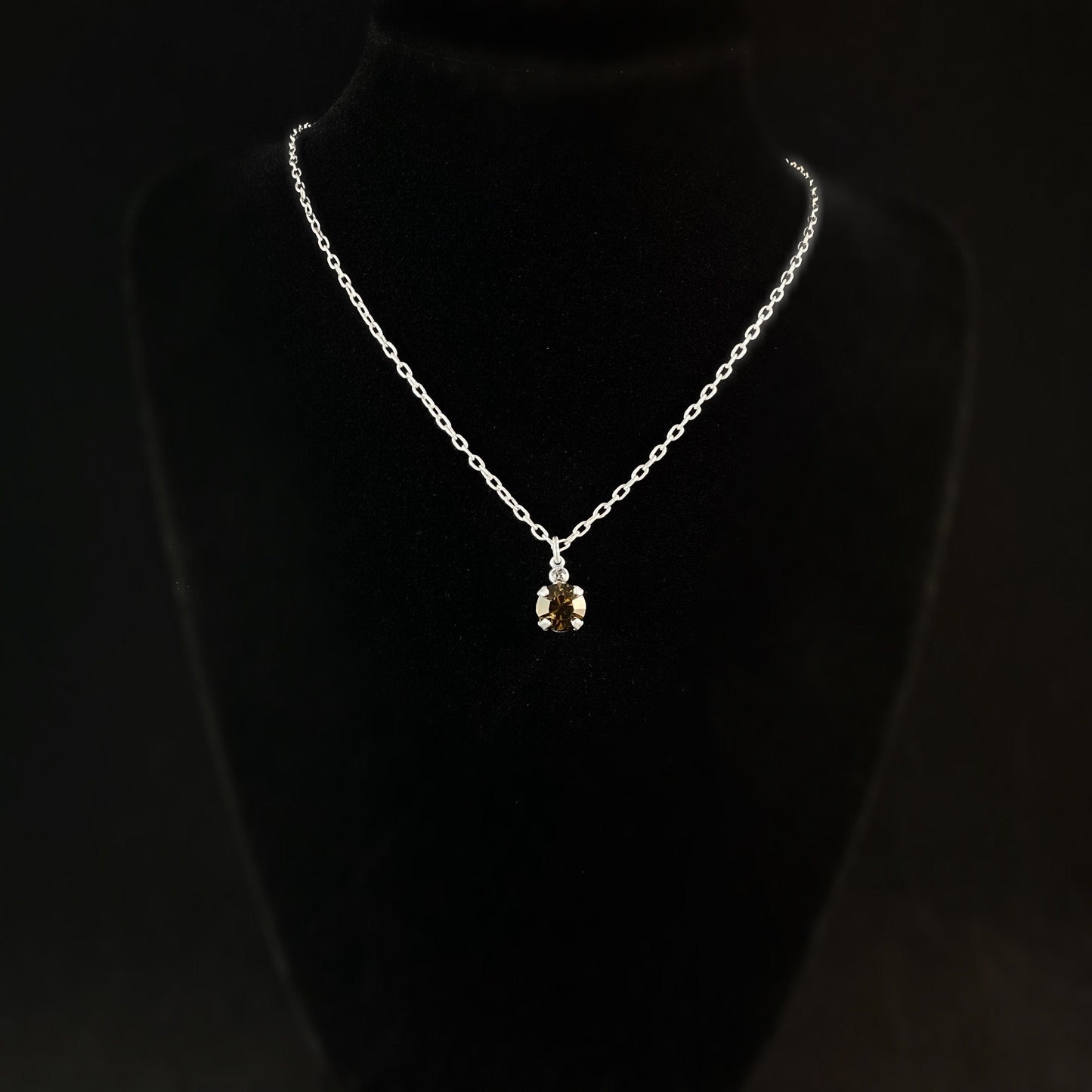 Small Round Cut Swarovski Crystal Pendant Necklace, Olive - La Vie Parisienne by Catherine Popesco