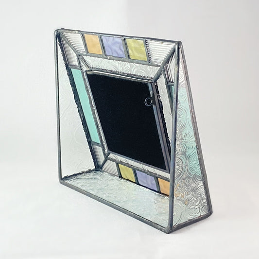 Square 3x3 Colorblock Geometric Glass Picture Frame -