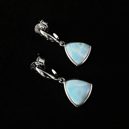 Sterling Silver Earrings withl Natural Larimar Stones