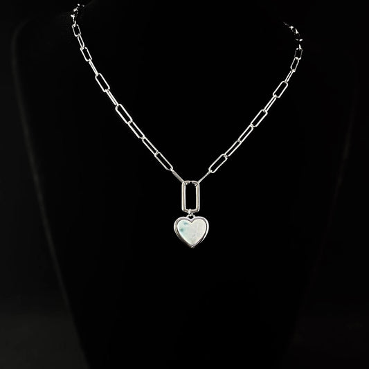 Sterling Silver Heart Necklace with Natural Larimar Stone