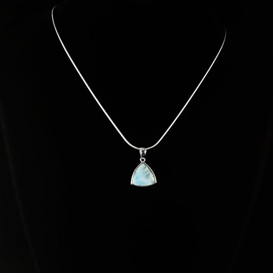 Sterling Silver Necklace with Natural Larimar Stone