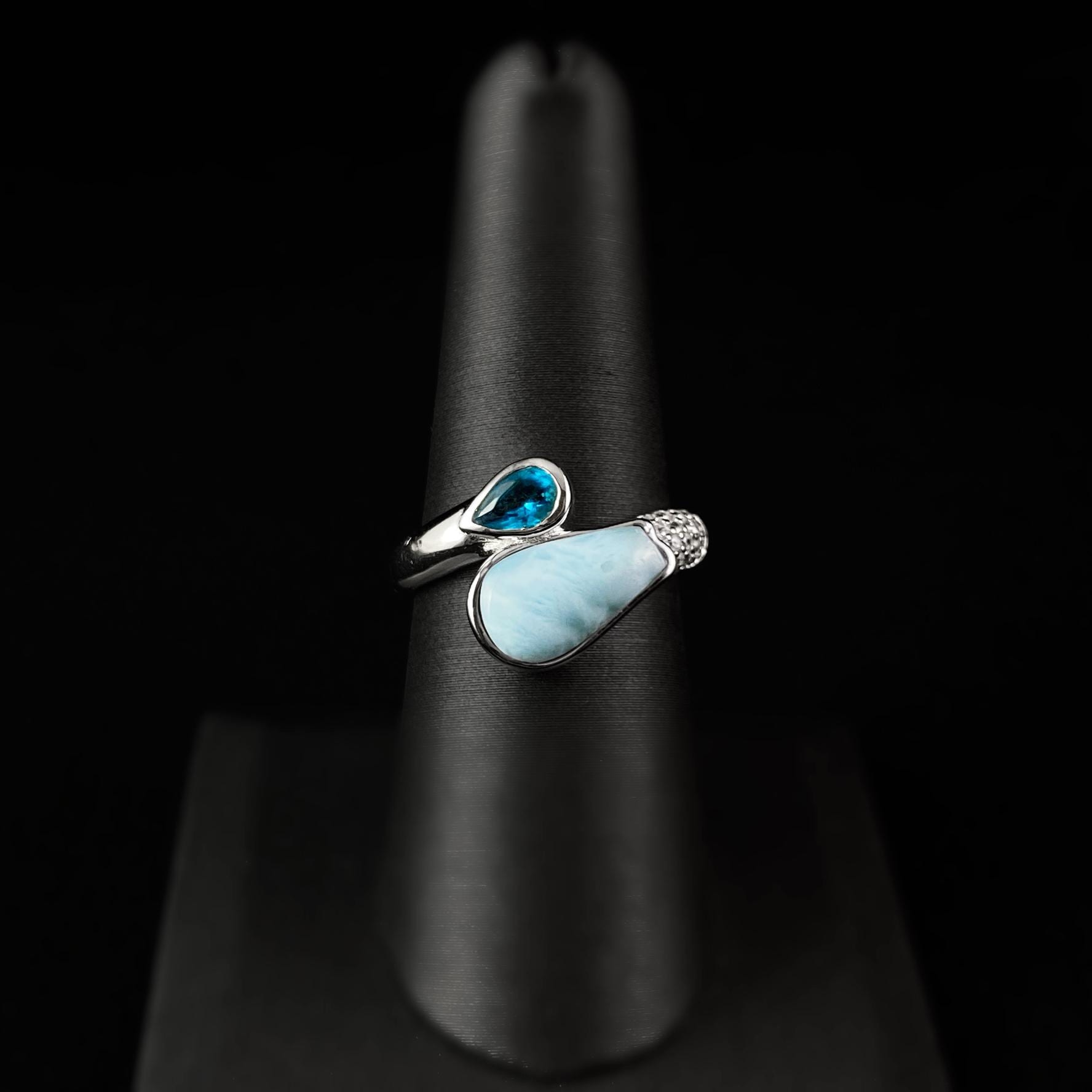 Larimar Sterling high quality Silver ring, size 7