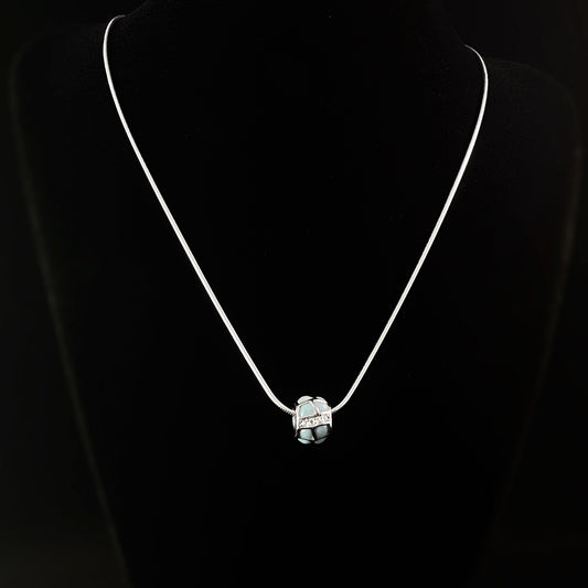 Sterling Silver Slide Charm Necklace with Natural Larimar Stones