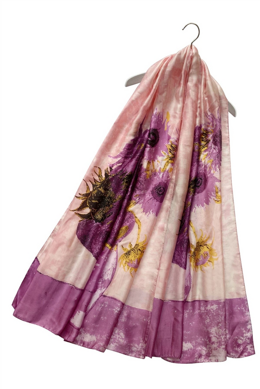 Van Gogh Sunflowers Silk Scarf, Purple