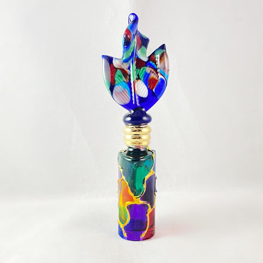 Swirl Top Venetian Glass Perfume Spray Bottle - Handmade in Italy, Colorful Murano Glass