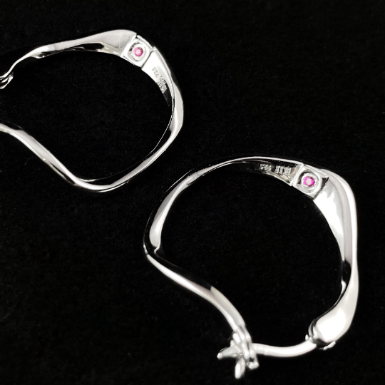 Textured 925 Sterling Silver Hoop Earrings - Elle Jewelry