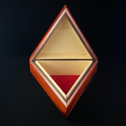 Triangular Jewelry Box, Handmade Hinged Wooden Treasure Box