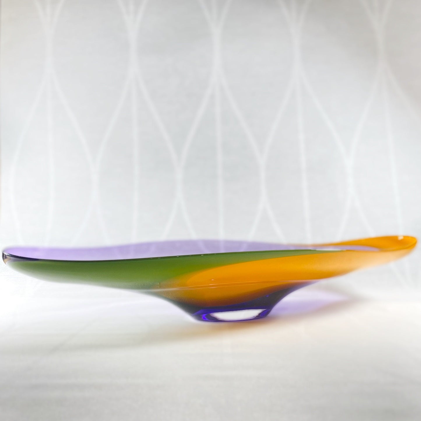 Tricolor Glass Plate, Handmade Decorative Art Glass, Glass Dish