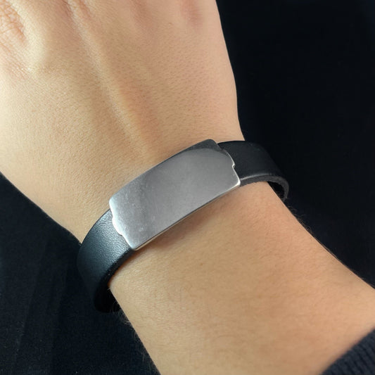 Unisex Leather Bracelet with Silver Accents - Handmade for Men and Women