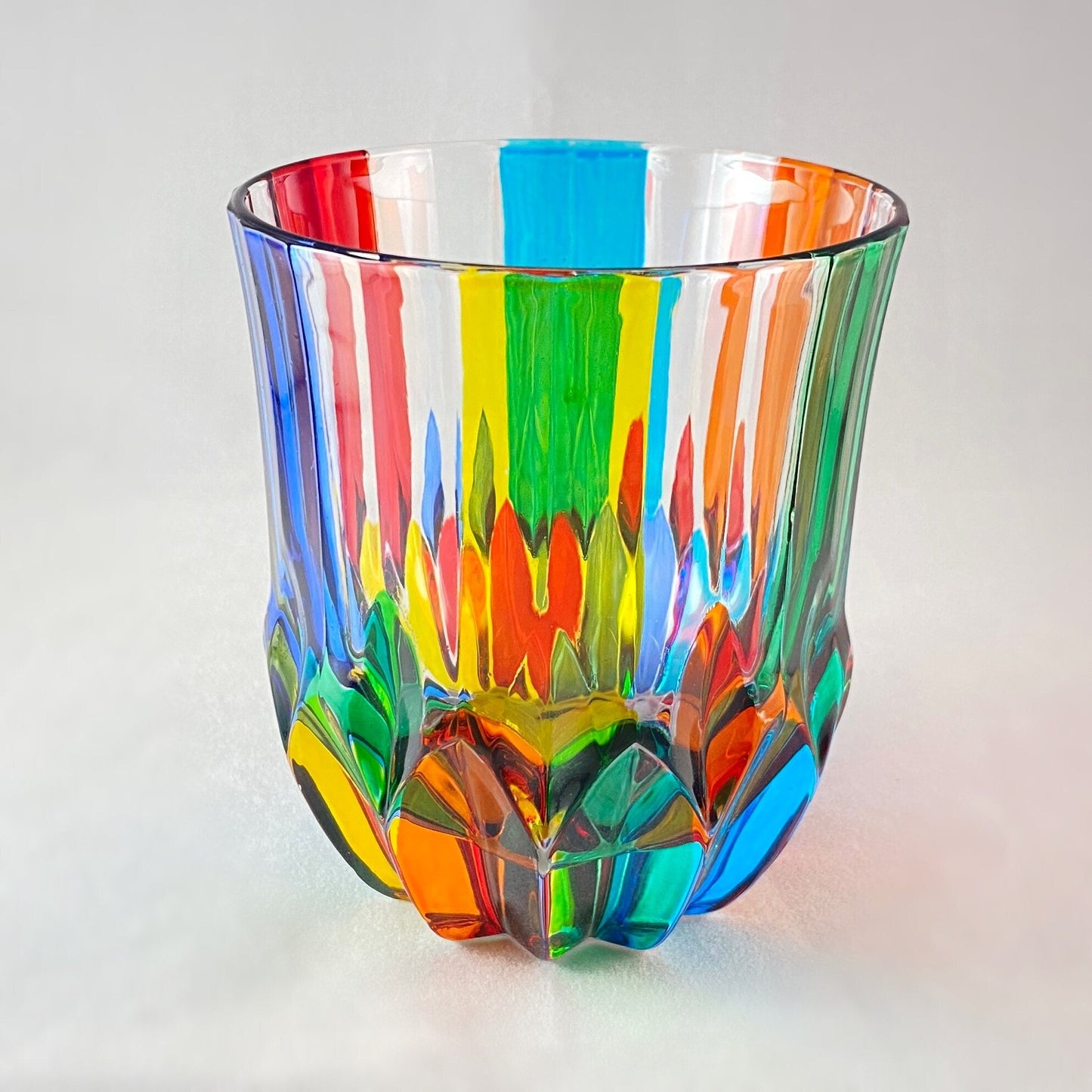 Venetian Glass Adagio Whiskey Tumbler - Handmade in Italy, Colorful Murano Glass