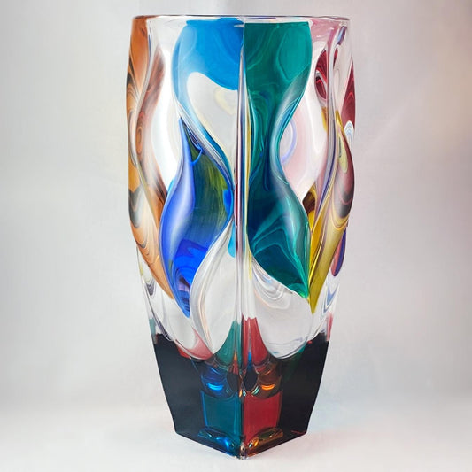 Venetian Glass Bamboo Vase - Handmade in Italy, Colorful Murano Glass Vase