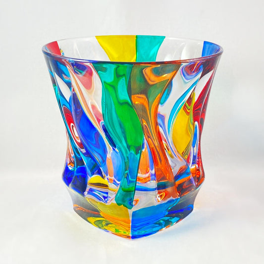 Venetian Glass Bamboo Whiskey Glass - Handmade in Italy, Colorful Murano Glass
