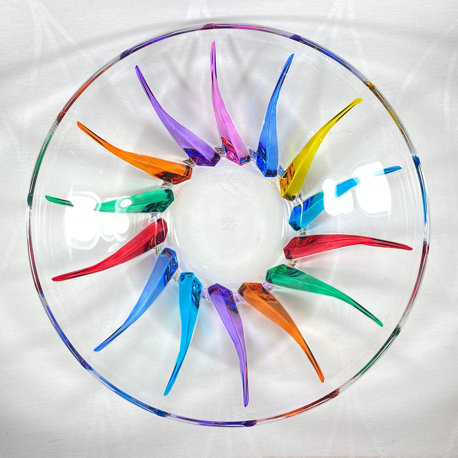 Venetian Glass Centerpiece Bowl - Handmade in Italy, Colorful Murano Glass Plate