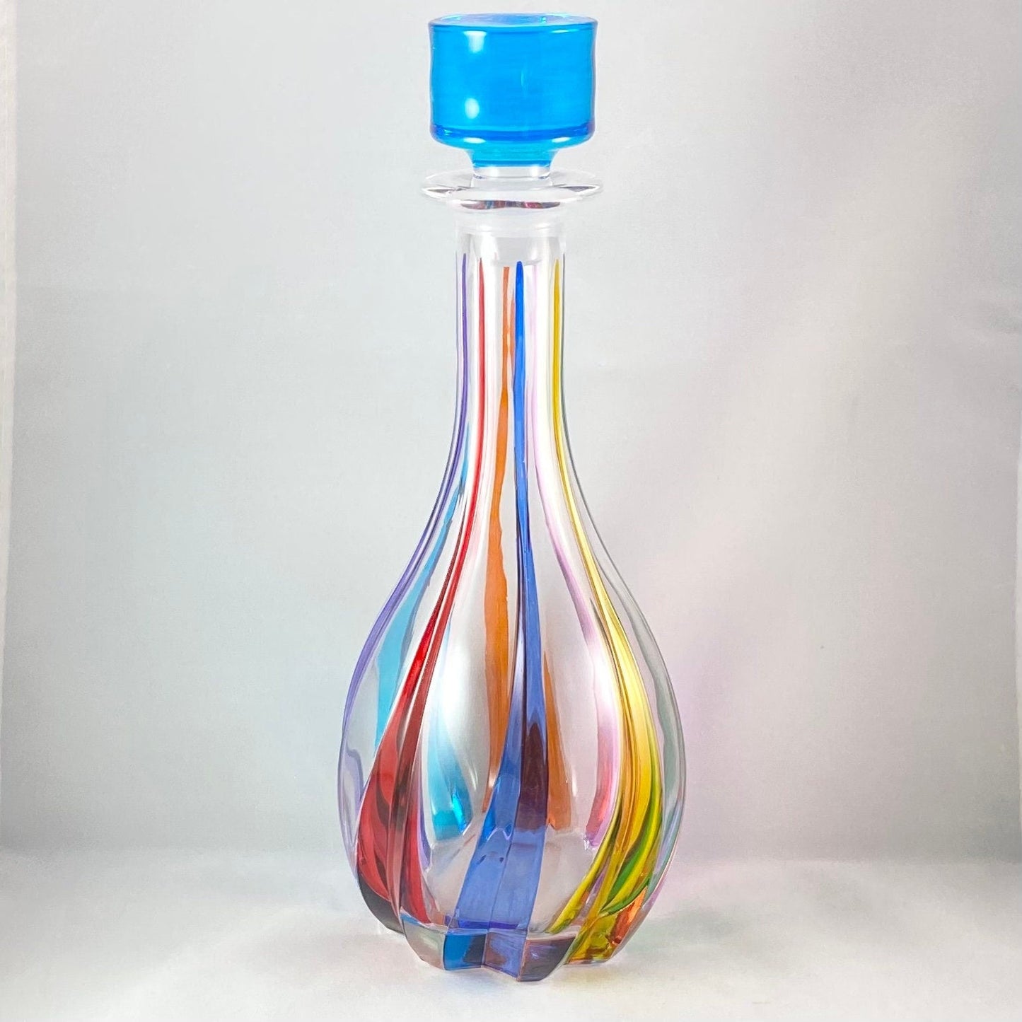 Venetian Glass Decanter - Handmade in Italy, Colorful Murano Glass