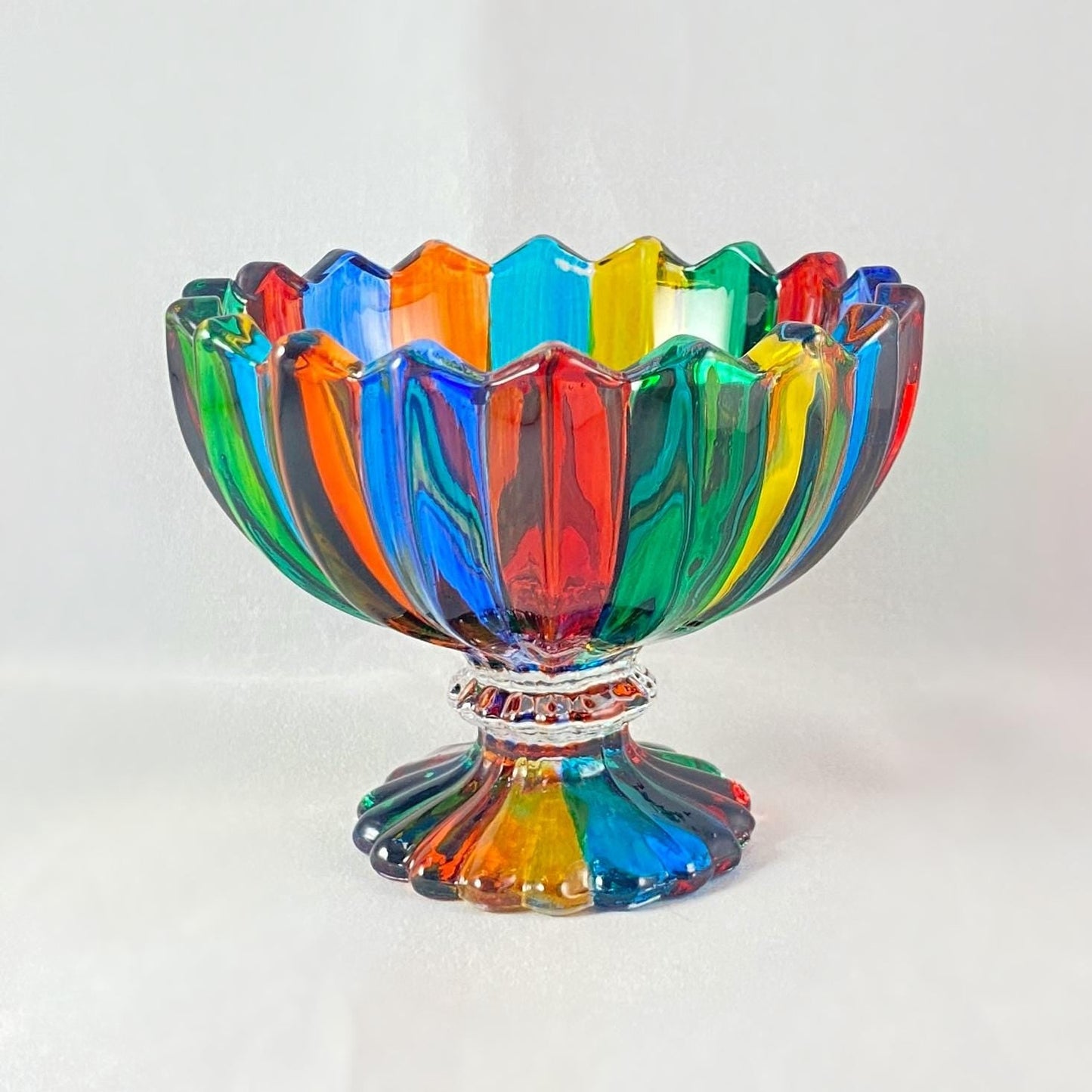 Venetian Glass Dish/Votive Holder - Handmade in Italy, Colorful Murano Glass