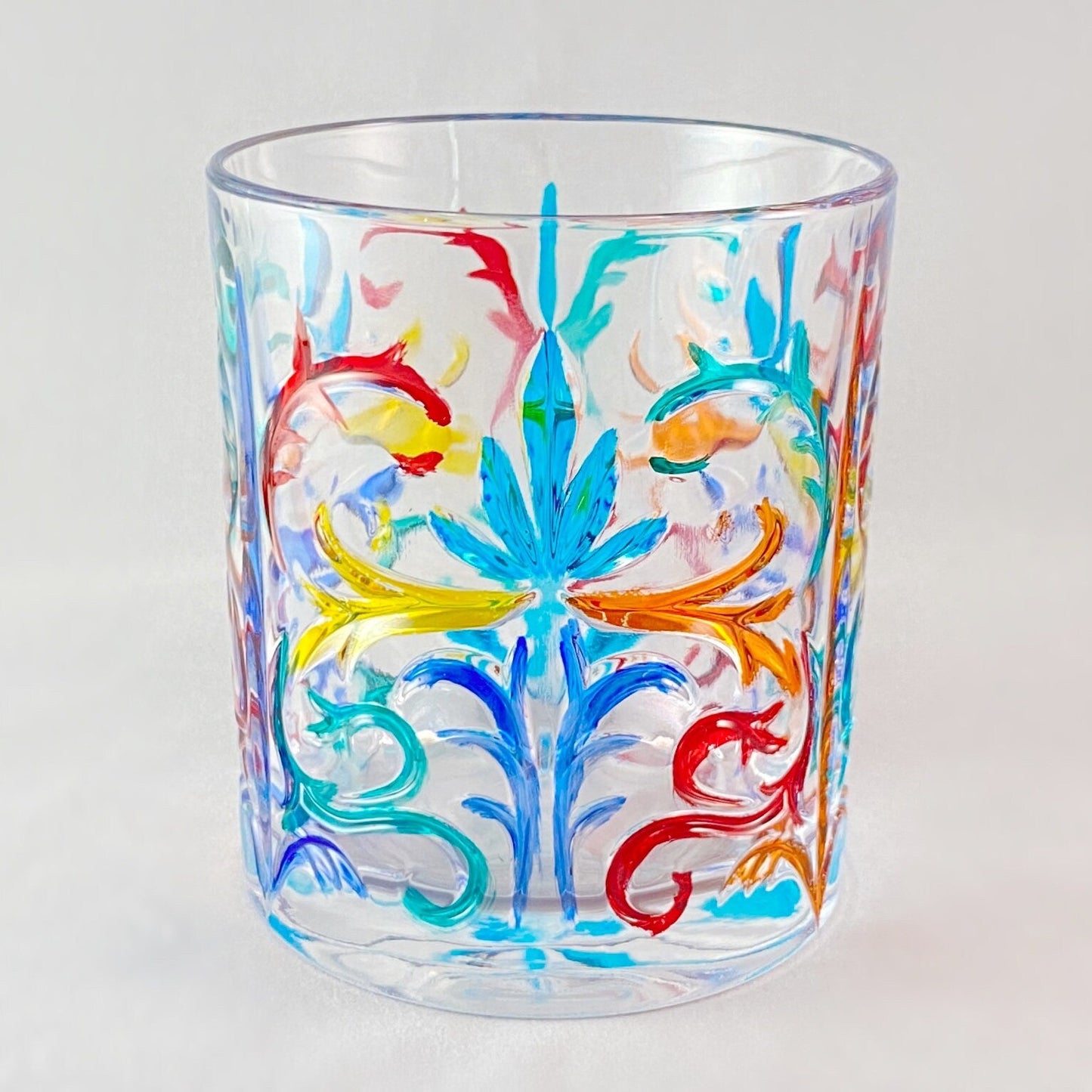 Venetian Glass Fleur de Lis Whiskey Tumbler - Handmade in Italy, Colorful Murano Glass