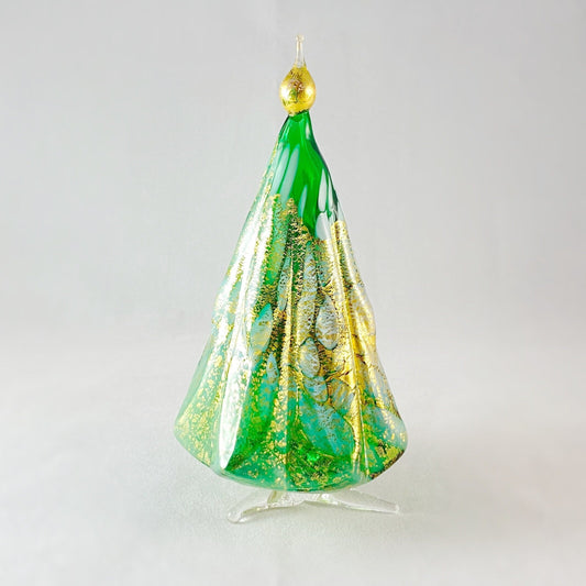Venetian Glass Green Tree, 24k Gold Leaf - Handmade in Italy, Colorful Murano Glass