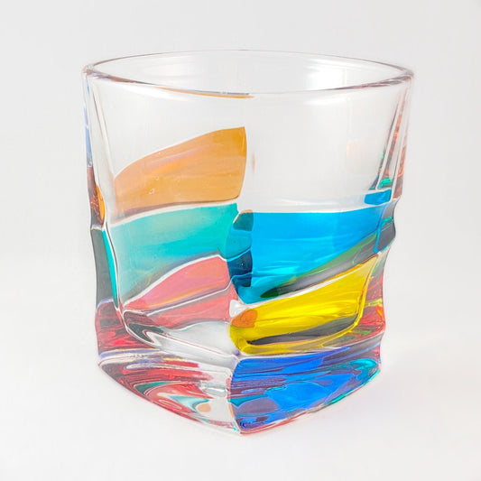 Venetian Glass Ibiza Whiskey Glass - Handmade in Italy, Colorful Murano Glass