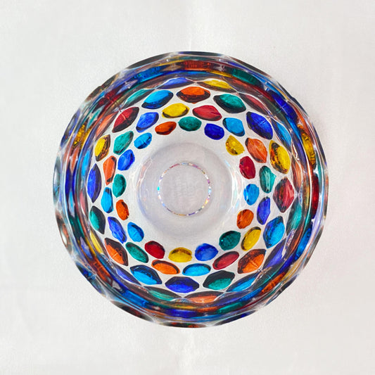 Venetian Glass Kaleidoscope Votive Holder - Handmade in Italy, Colorful Murano Glass Candle Holder