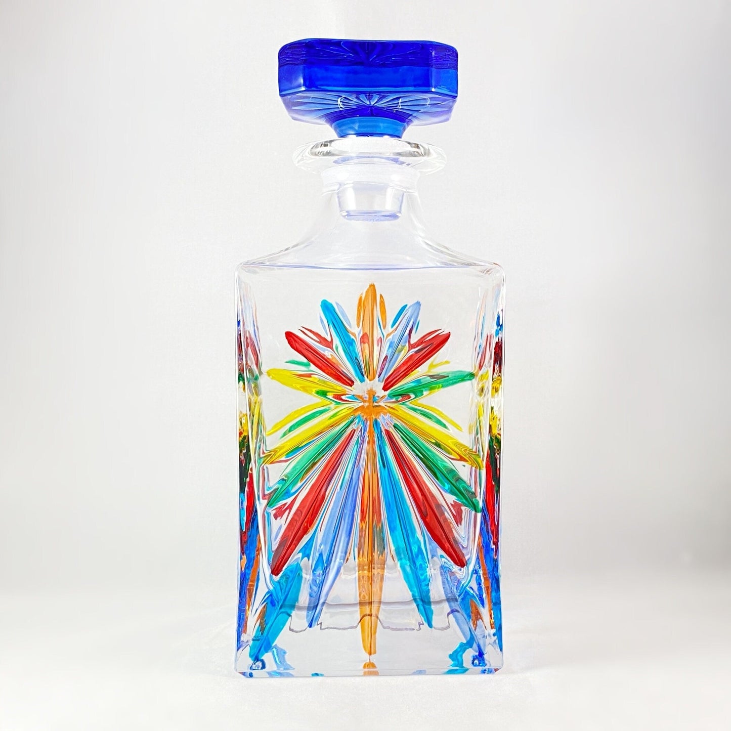 Venetian Glass Oasis Whiskey Decanter - Handmade in Italy, Colorful Murano Glass