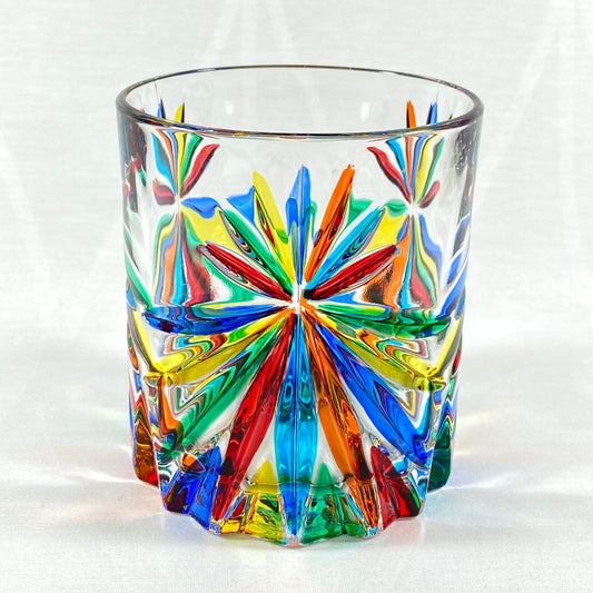 Venetian Glass Oasis Whiskey Tumbler - Handmade in Italy, Colorful Murano Glass