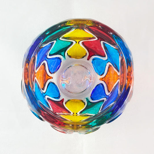 Venetian Glass Ocean Votive Holder - Handmade in Italy, Colorful Murano Glass Candle Holder
