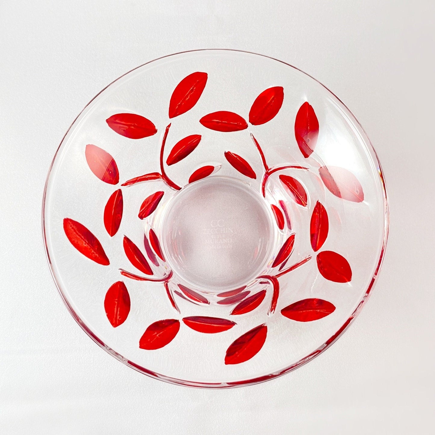 Venetian Glass Red Tree of Life Dish - Handmade in Italy, Colorful Murano Glass Bowl