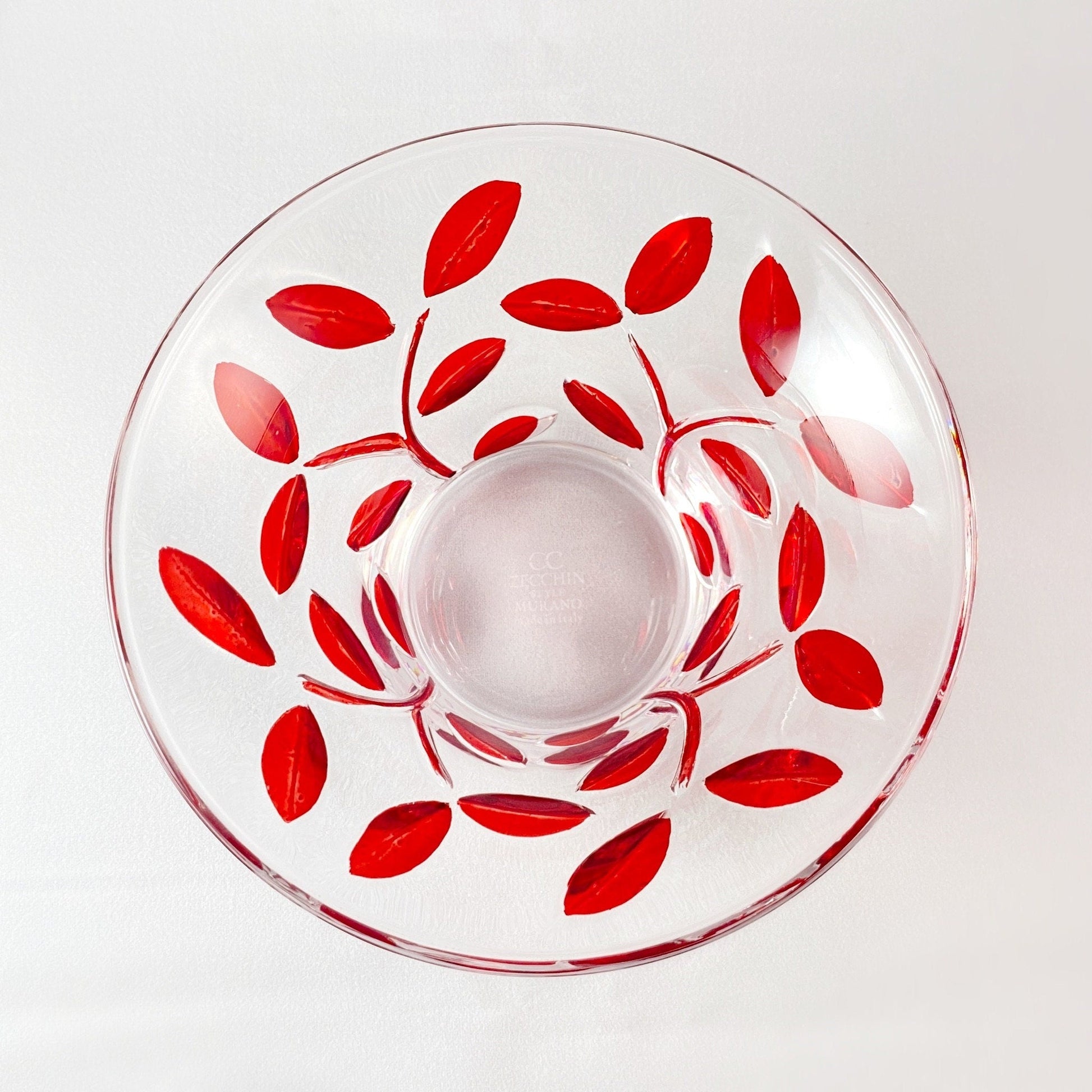 Venetian Glass Red Tree of Life Dish - Handmade in Italy, Colorful Murano Glass Bowl