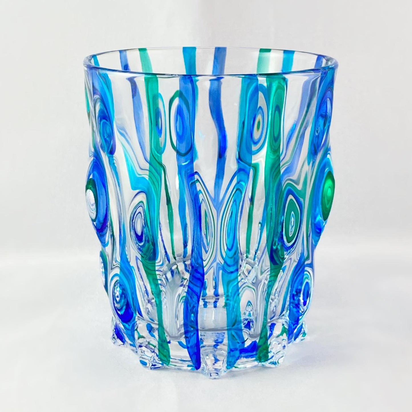 Venetian Glass Ribbon SD Whiskey Tumbler - Handmade in Italy, Colorful Murano Glass Bowl