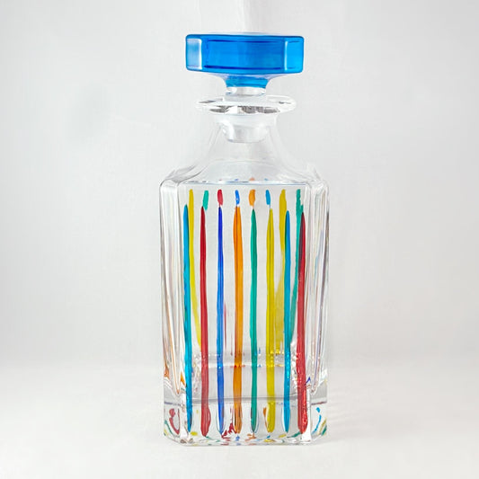 Venetian Glass Timeless Whiskey Decanter - Handmade in Italy, Colorful Murano Glass