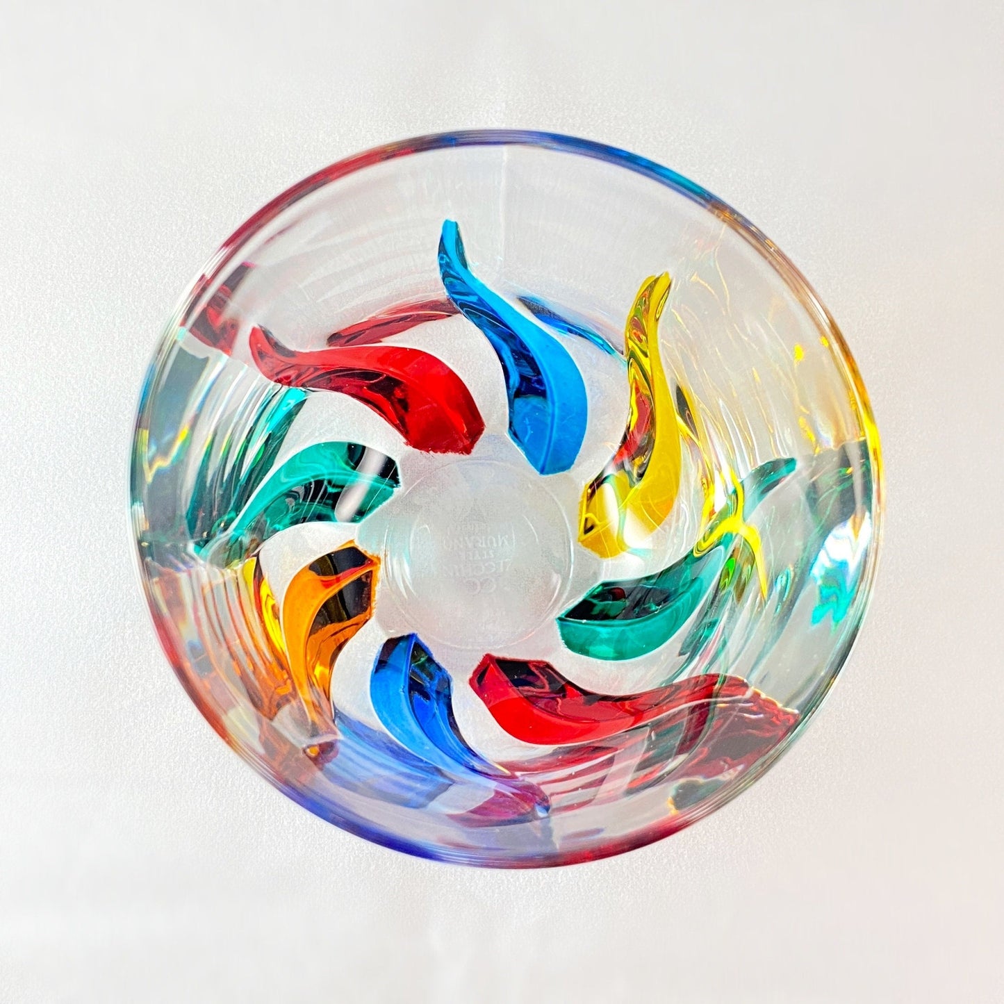 Venetian Glass Trix Stemless Wine Glass - Handmade in Italy, Colorful Murano Glass