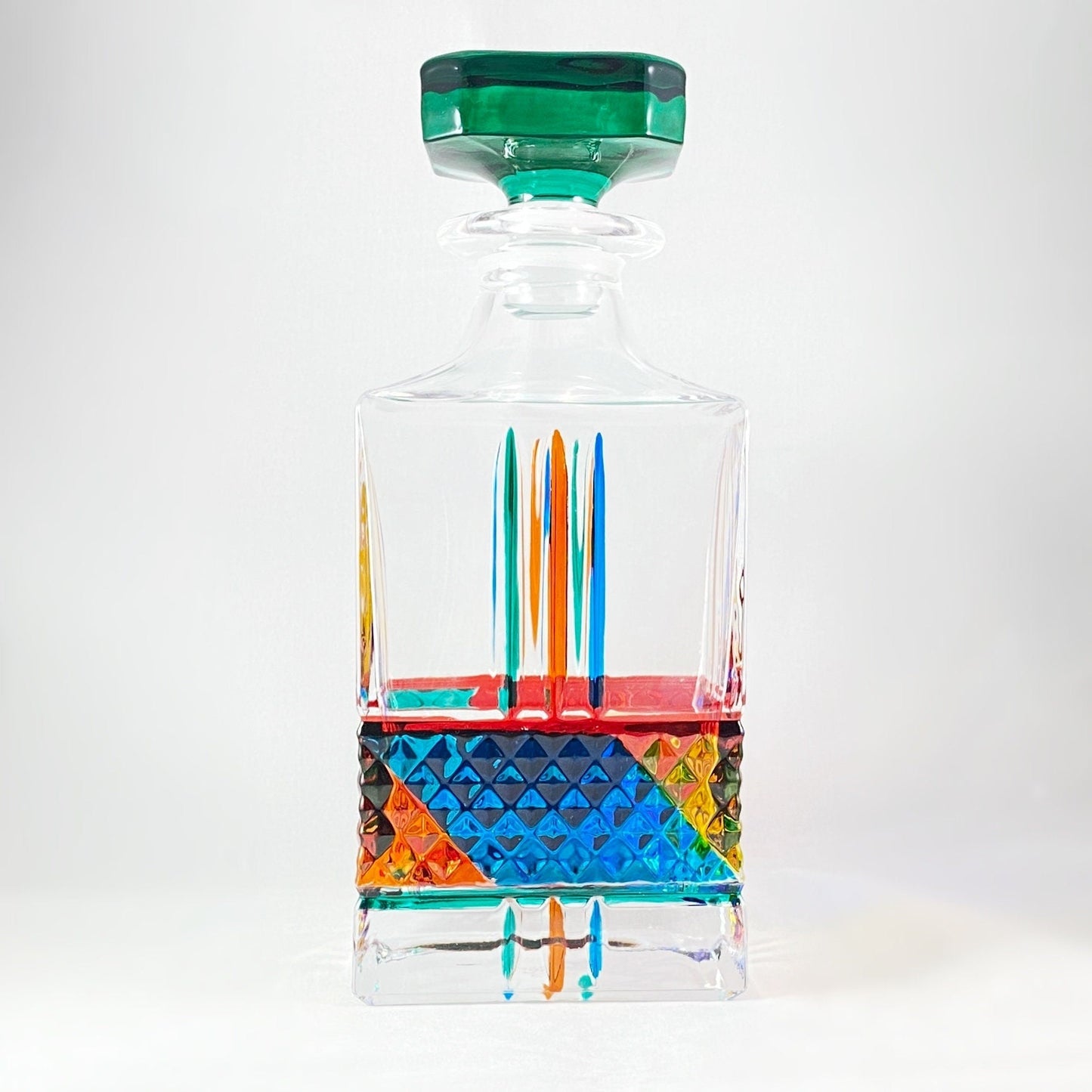 Venetian Glass Waterford Whiskey Decanter - Handmade in Italy, Colorful Murano Glass