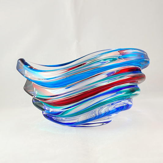 Venetian Glass Wave Dish - Handmade in Italy, Colorful Murano Glass