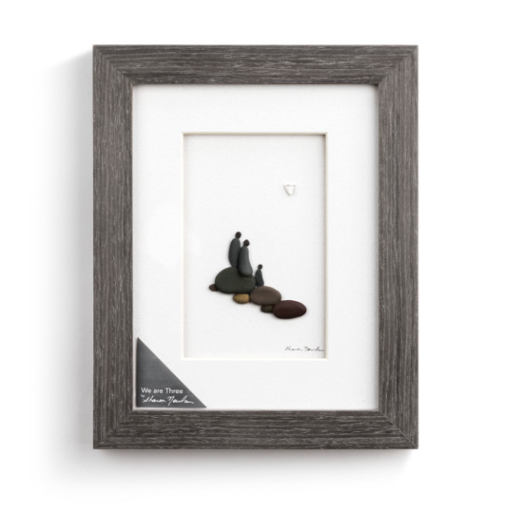 We Are Three Sharon Nowlan Pebble Art - Gray