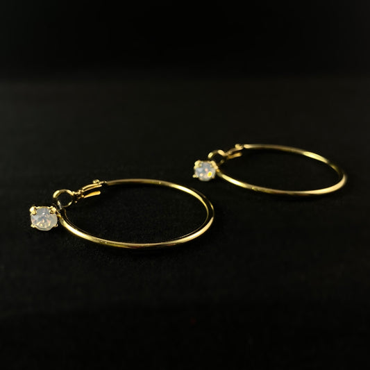 White Opal Crystal Gold Hoop Earrings Serafina - Sorrelli -