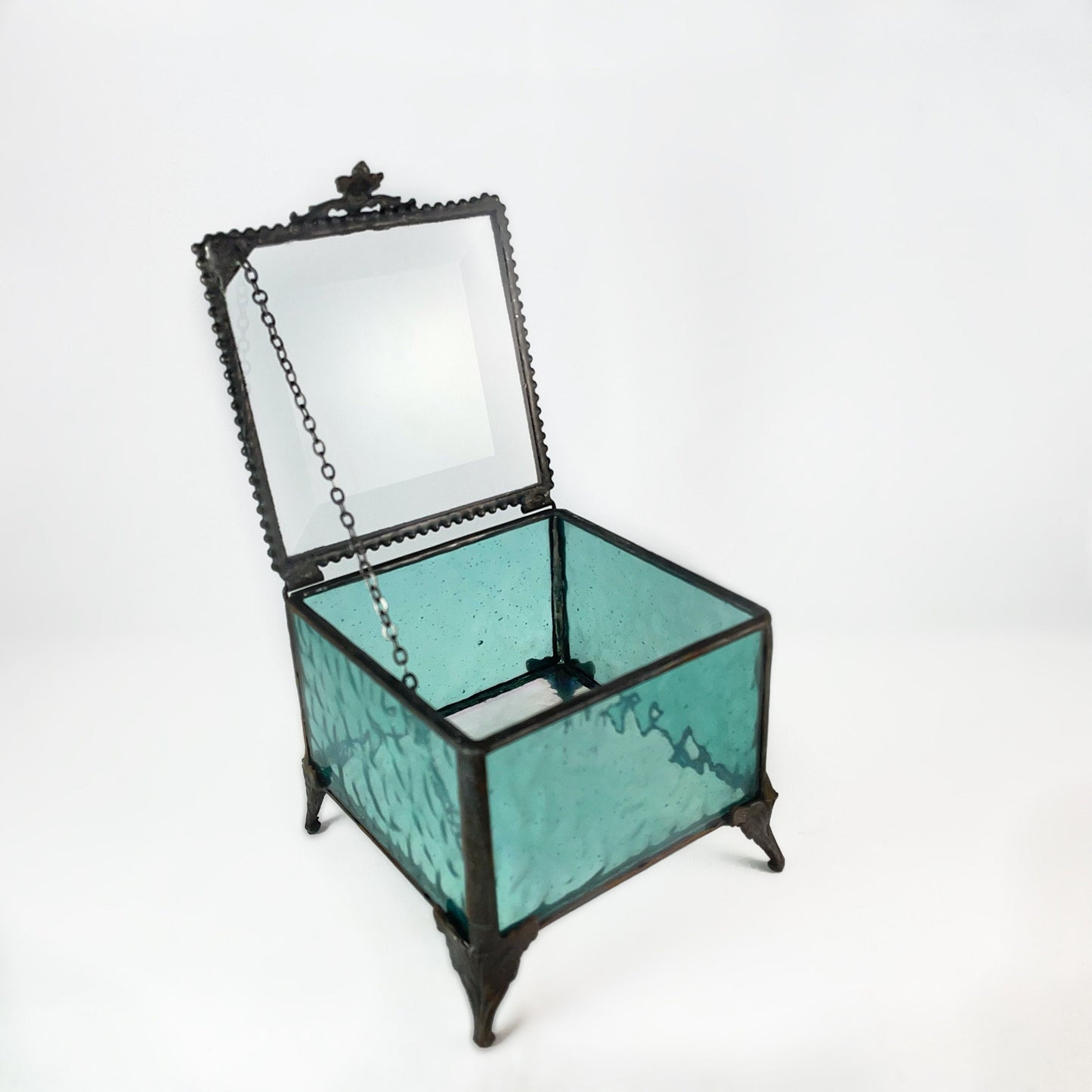 Windsor Blue Stained Glass Decorative Keepsake Jewelry Box