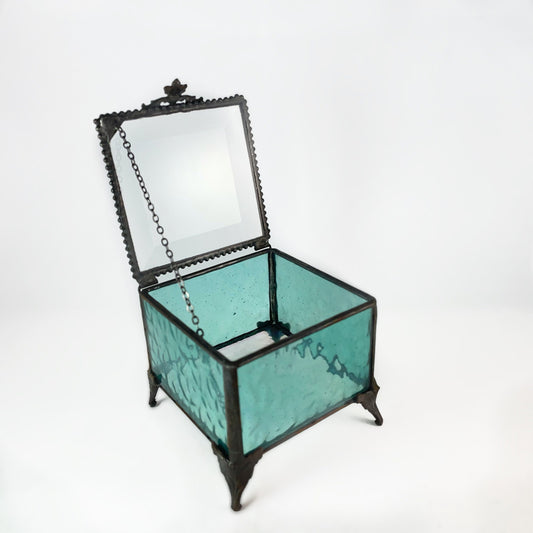 Windsor Blue Stained Glass Decorative Keepsake Jewelry Box