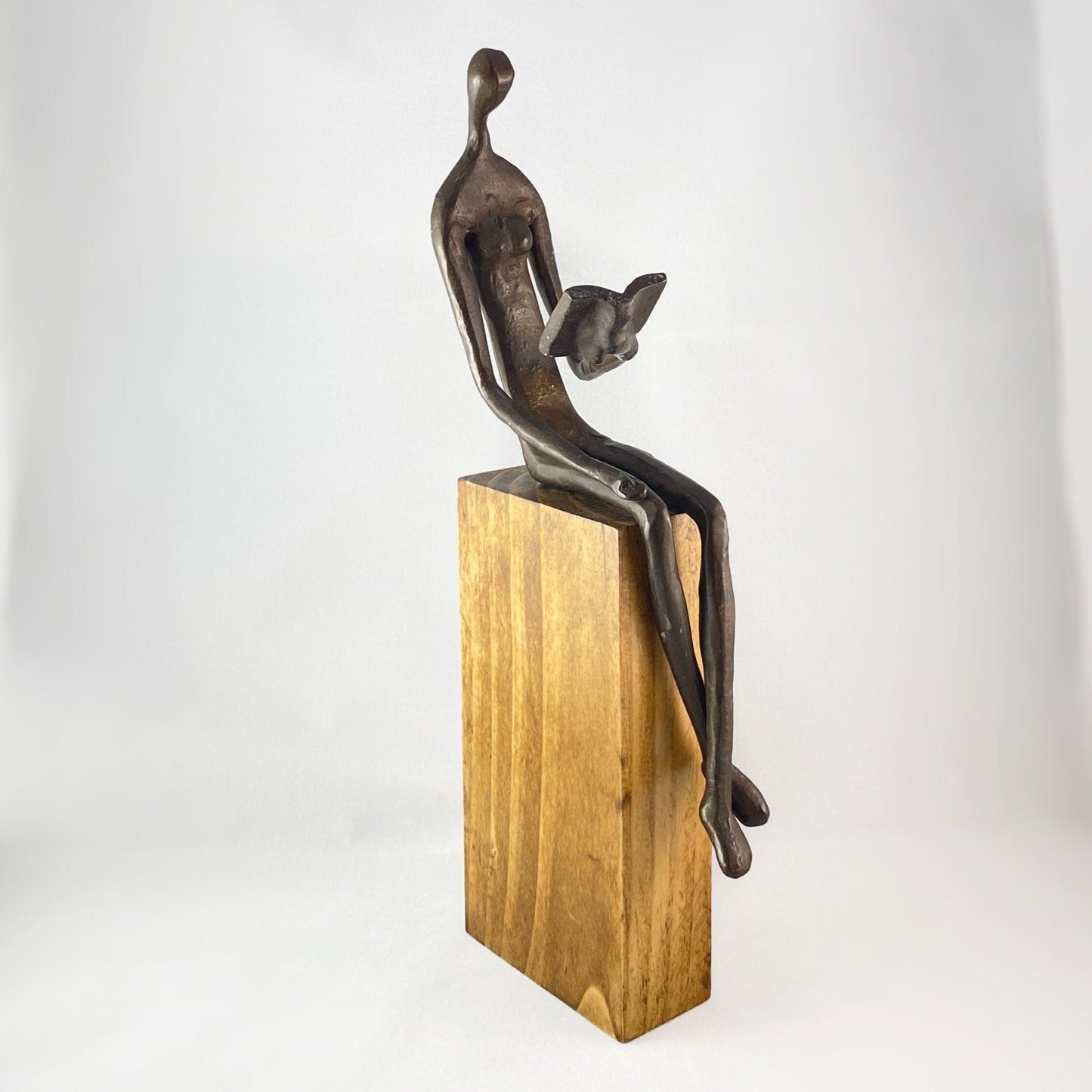 Woman Reading Over Ledge Bronze Sculpture - Unique Home Decor