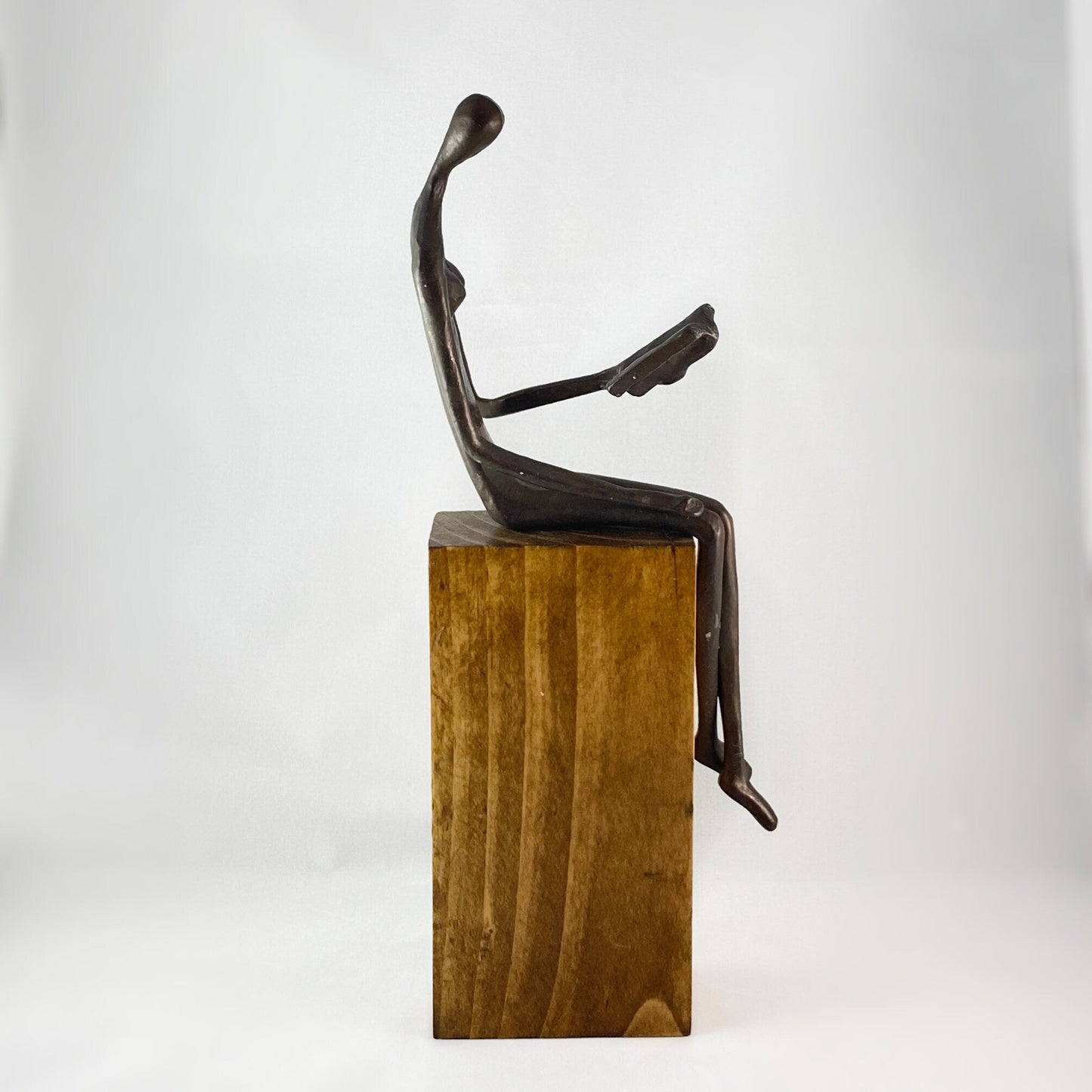 Woman Reading Over Ledge Bronze Sculpture - Unique Home Decor