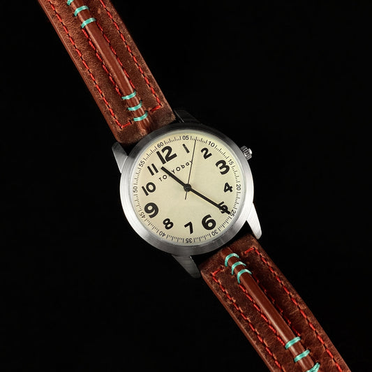 Women’s Watch Red Leather Band Silver Case - TOKYObay
