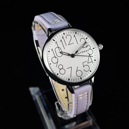 Women’s Watch Skinny Lilac Leather Band Silver Case -