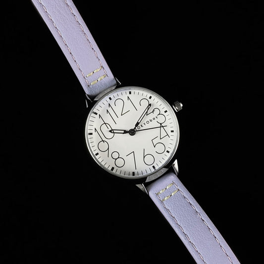 Women’s Watch Skinny Lilac Leather Band Silver Case -