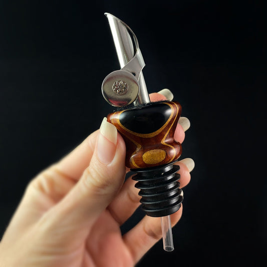 Wooden Bottle Pourer for Drinks, Wine, Olive Oil, Vinegar - Gift for Wine Lovers, Cooks, Chefs