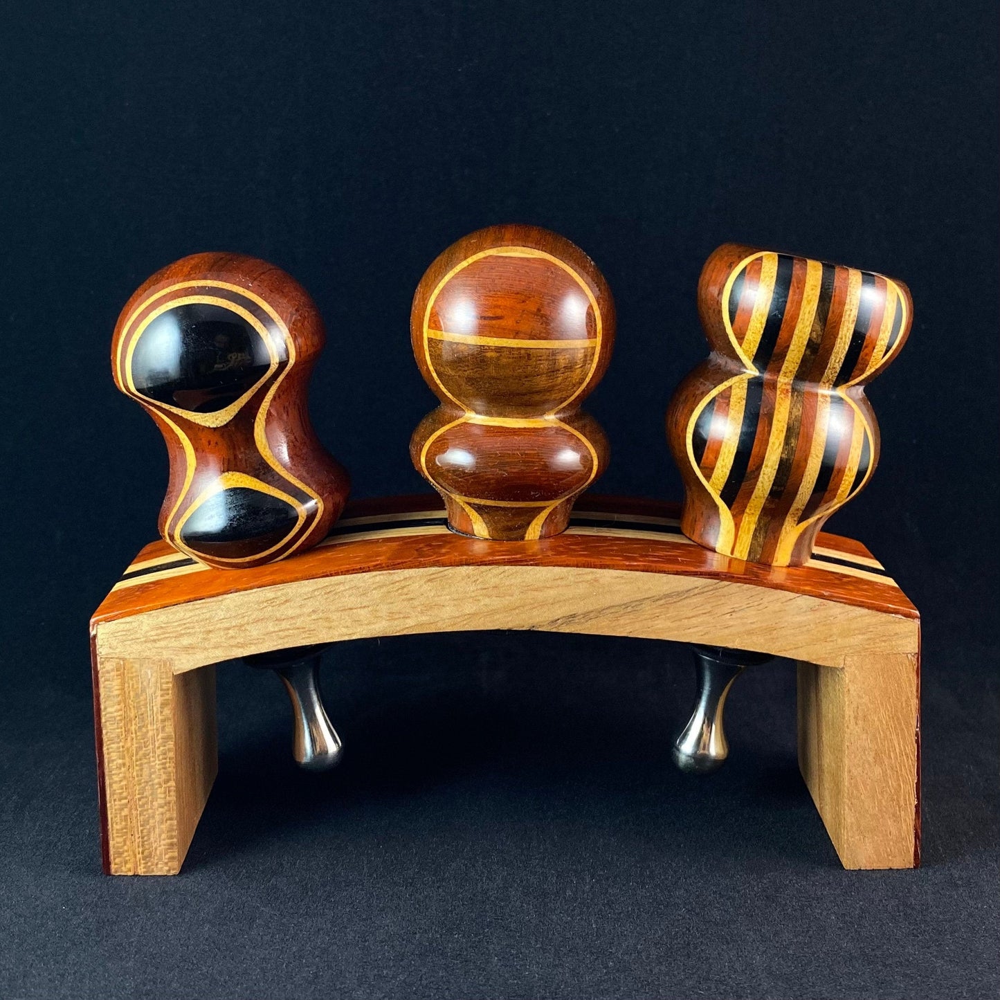 Wooden Wine Bottle Stopper Stand with 3 Stoppers - Wine Gift Set