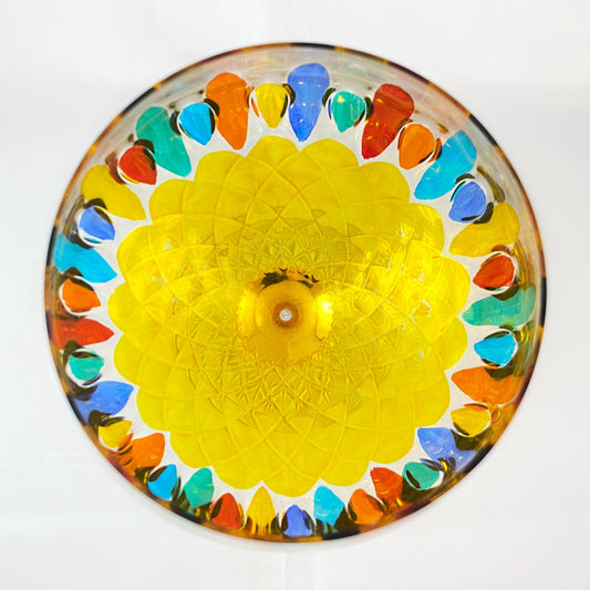 Yellow Stem Venetian Glass Diamante Gin Glass - Handmade in Italy, Colorful Murano Glass